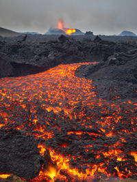 Aerial view of snowcapped mountains against sky