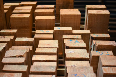 Full frame shot of stack of wood