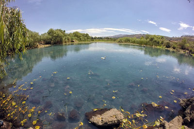 Scenic view of lake against sky