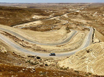 High angle view of car on road