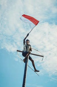 Low angle view of kite against sky