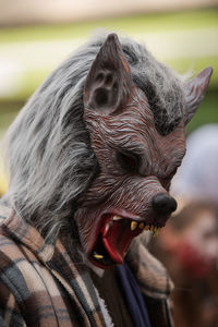 Close-up of person dressed as zombie