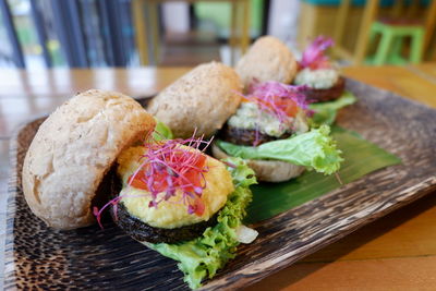 Close-up of food on table