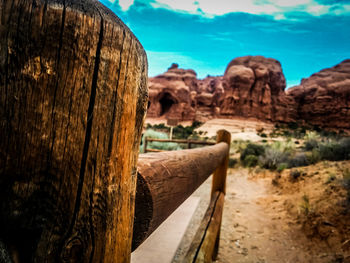 View of rock formation against blue sky
