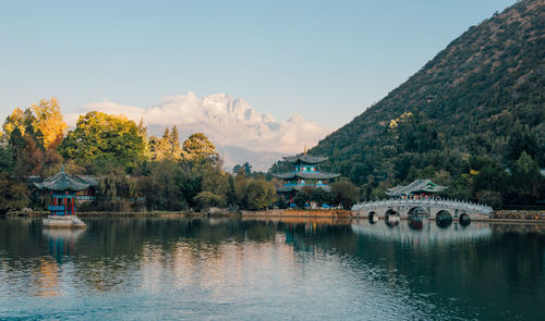 Scenic view of lake against sky