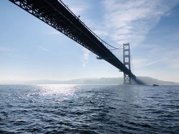 Low angle view of bridge over sea against sky