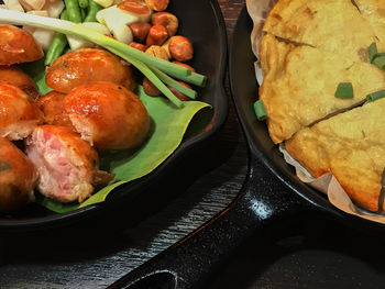 High angle view of food in plate