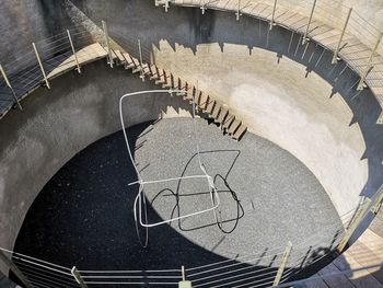 High angle view of spiral staircase