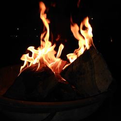 Close-up of bonfire at night