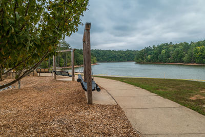 Scenic view of lake against sky