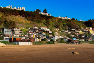 Panoramic view of the beach resort town of maitencillo, v region, chile
