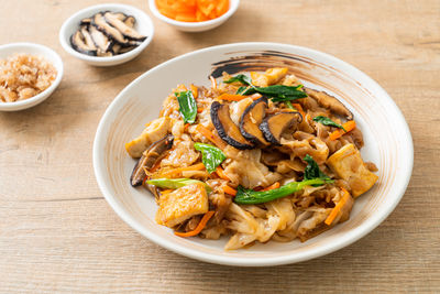 High angle view of food in bowl on table