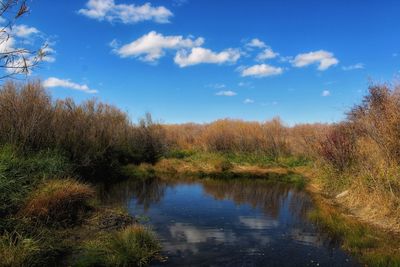 Scenic view of lake against sky