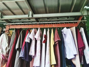 Clothes drying on display at store