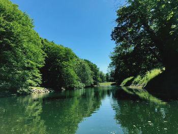 Scenic view of lake against clear sky