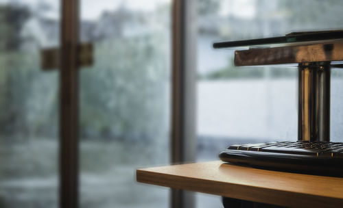 Close-up of window on table