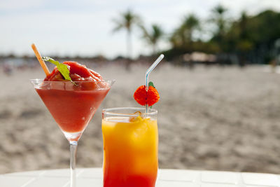 Summer cocktails on the beach