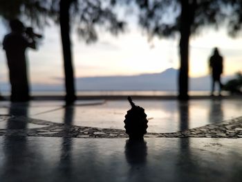 Close-up of silhouette person standing on floor