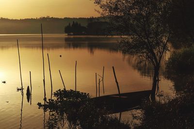 Scenic view of sunset over river