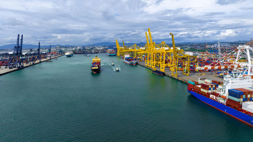 Boats in harbor