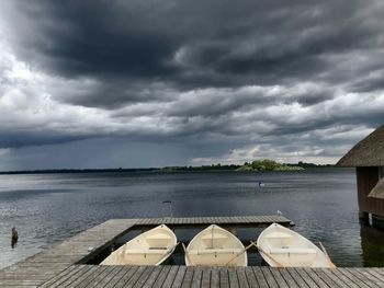 Scenic view of sea against cloudy sky