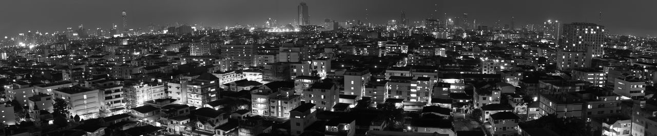 Illuminated cityscape at night