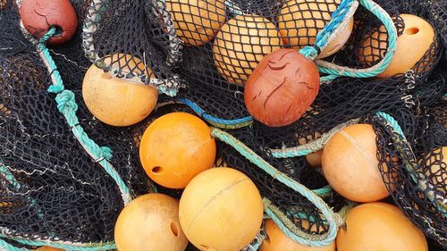 High angle view of fishing net