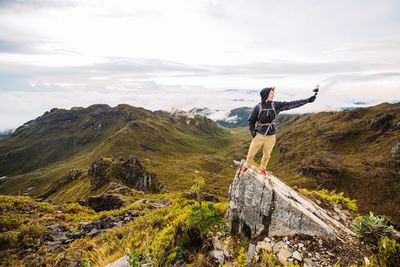 Man hiking on mountain