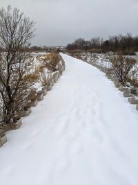 Snow covered landscape against sky