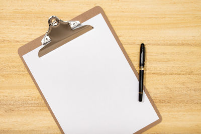 High angle view of pen on table