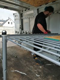 Side view of a woman working