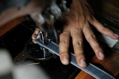 High angle view of man working