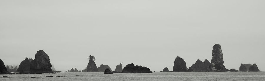 Panoramic view of sea against clear sky