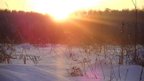 Scenic view of frozen lake against sky during winter