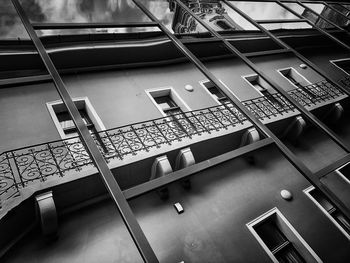 High angle view of telephone booth on table