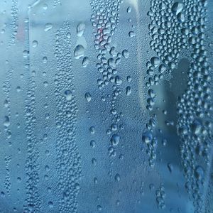 Full frame shot of water drops on glass