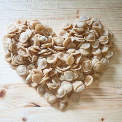 High angle view of heart shape on table