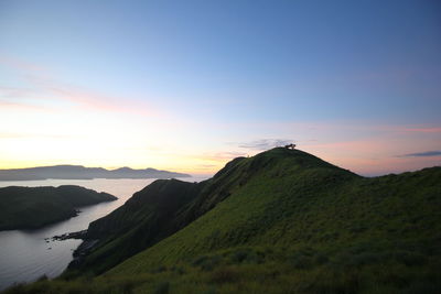 Scenic view of landscape against sky during sunset