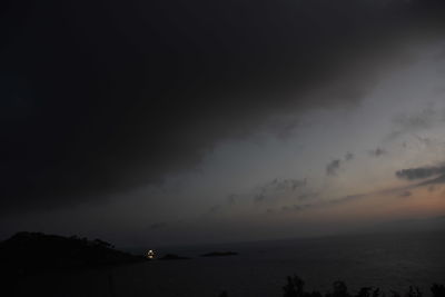 Scenic view of sea at night