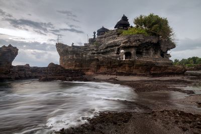 View of tanah lot rock formation