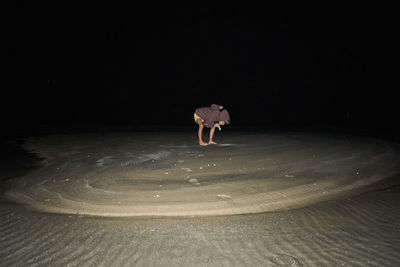 Rear view of woman standing in water