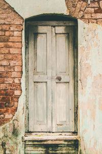 Closed door of old building