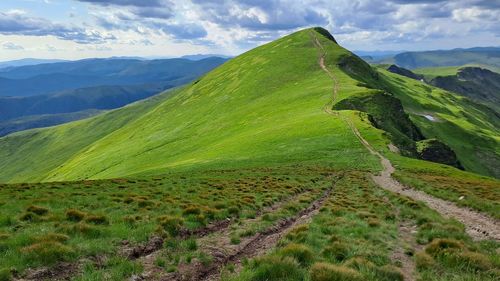 Scenic view of mountains against sky
