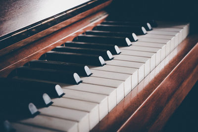 Close-up of piano keys