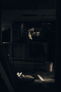 Man sitting on table at home