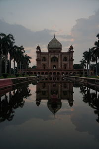 Reflection of building in lake