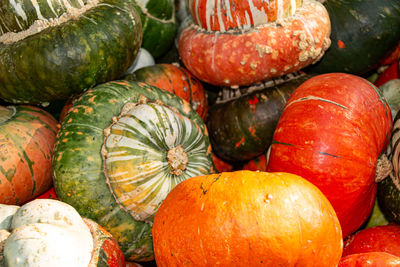 Full frame shot of pumpkins at market