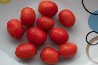 High angle view of fruits on table