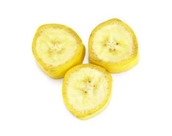 High angle view of oranges against white background