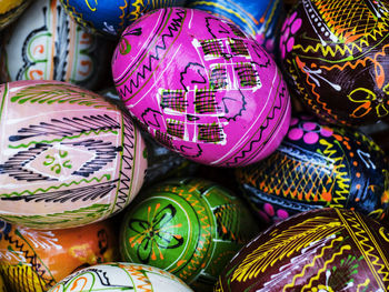 Full frame shot of patterned easter eggs for sale